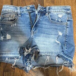 Distressed Blue Denim Cutoff Shorts